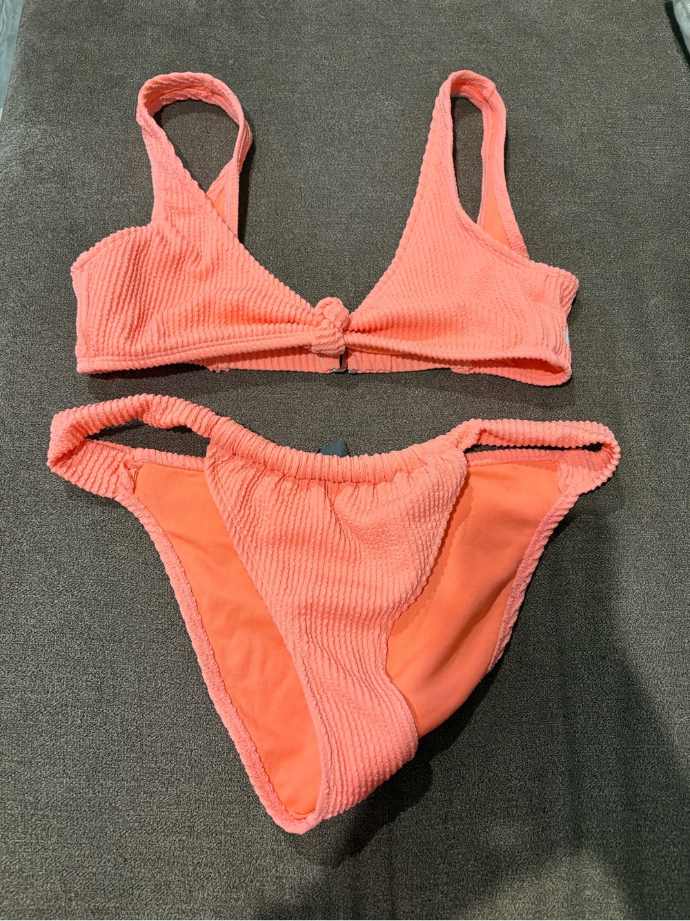 Hurley Textured Coral Pink Bikini Set